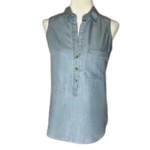 Velvet Hearts Denim VNeck Sleeveless Pullover Top - XS